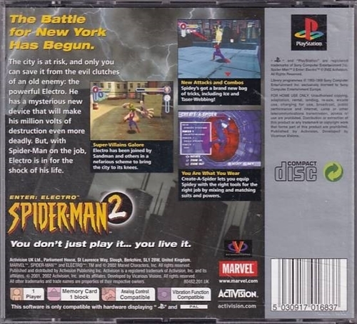 Spider-Man 2 Enter Electro Platinum - PS1 (B Grade) (Genbrug)